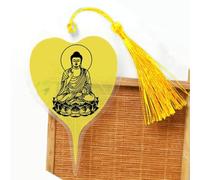 Marque-page décoratif fait à la main en forme de feuille de Bodhi - Texture naturelle - Jaune - Pour livres, journaux, planificateurs, symbole d'illumination et de bonne fortune (2)