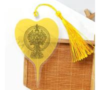 Marque-page décoratif fait à la main en forme de feuille de Bodhi - Texture naturelle - Jaune - Pour livres, journaux, planificateurs, symbole d'illumination et de bonne fortune (1)