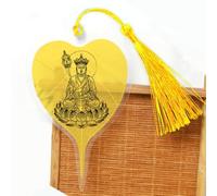 Marque-page décoratif fait à la main en forme de feuille de Bodhi - Texture naturelle - Jaune - Pour livres, journaux, planificateurs, symbole d'illumination et de bonne fortune (6)