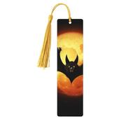 Marque-page d'Halloween en bois avec pendentif en forme de chauve-souris unique fait à la main - Marqueur de livre pour les amateurs de livres - Marqueurs de page - Ornement idéal pour un cadeau