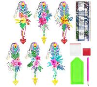 Marque Page Diamond Painting Diamant Painting pour Enfant Livre Signet Plume 5D Diy Diamant Peinture avec Pendentif en Cristal Bookmark Acrylique Transparent pour Pages de Marquage (Style 1)