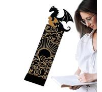 Marque-page dragon - Noir cool avec soleil et nuages, PLA de 17,5 cm - Décorations et accessoires uniques de livres - Parfait pour les amateurs de livres, les amis, la famille, les lecteurs, pour Noël