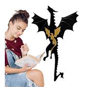 Marque-page dragon - Traceur de lecture pour cahiers, décorations d'étagère | Fournitures de papeterie - Marque-page à pompons, dragon noir cool avec motif céleste, cadeau pour les jeunes lecteurs