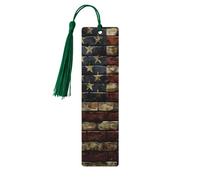 Marque-page drapeau américain camouflage en bois avec pompon pour femme et homme - Marque-page de lecture - Cadeau pour les amateurs de livres