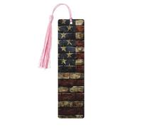 Marque-page drapeau américain camouflage en bois avec pompon pour femme et homme - Marque-page de lecture - Cadeau pour les amateurs de livres