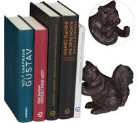 Relaxdays Serre écureuil, différentes Utilisation, pour Livres, CD, DVD, Fonte de Fer, Décoration Robuste, Marron, Eichhörnchen, 11 x 14 x 6 cm