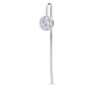 Marque-page en acier inoxydable avec motif de bouquets de fleurs sauvages à l'aquarelle et rayures bleues - Marque-pages avec verre de cristal - Fournitures de bureau