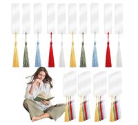 Marque-page en acrylique - Clip rectangulaire transparent, étiquette à pompon colorée, accessoire de livre élégant, outil de lecture pour étudiants, article cadeau pour enseignant | Clip de Page de ma