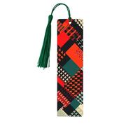 Marque-page en bois à motif géométrique diagonal pour les amateurs de livres, marque-pages en bois à suspendre avec pompons colorés, étiquettes en bois, ornements, cadeau inhabituel pour homme et
