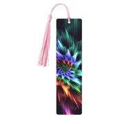 Marque-page en bois abstrait en forme de fleur avec pompons colorés - Cadeau inhabituel pour les amateurs de livres, hommes et femmes