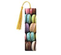 Marque-page en bois aromatisé macaron biscuit pour hommes, femmes, enseignants, cadeau vintage fait à la main, marque-pages pour lecture, marque-pages à suspendre, étiquettes cadeaux, ornements en