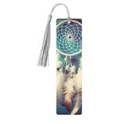 Marque-page en bois avec attrape-rêves blanc en forme de plume pour les amateurs de livres, marque-page en bois fait à la main avec pompon, marqueurs de page de lecture, étiquettes cadeaux en bois