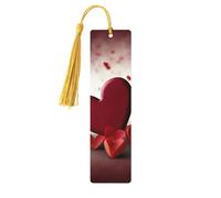 Marque-page en bois avec cœurs d'amour pour hommes, femmes, enseignants, cadeau vintage fait à la main, marque-pages pour lecture, étiquettes cadeaux à suspendre, marque-pages en bois avec pompon