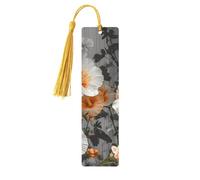 Marque-page en bois avec fleurs d'hibiscus en fleurs pour hommes, femmes, enseignants, cadeau vintage fait à la main, marque-pages pour lecture, marque-pages à suspendre, étiquettes cadeaux, ornements