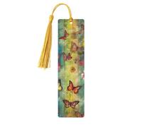 Marque-page en bois avec fleurs et papillons pour hommes, femmes, enseignants, cadeau vintage fait à la main, marque-pages pour lecture, marque-pages à suspendre, étiquettes cadeaux, ornements en bois