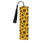Marque-page en bois avec imprimé tournesol jaune - Marque-page unique pour livres et journaux