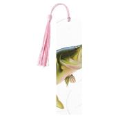 Marque-page en bois avec ligne de pêche mangeant un petit poisson, décoration parfaite pour les amateurs de livres, les étudiants, les clubs de lecture