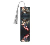 Marque-page en bois avec motif aigle à tête blanche d'Amérique du Nord pour homme et femme, marque-page en bois avec pompons, cadeau idéal pour les amateurs de livres