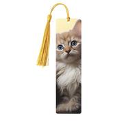 Marque-page en bois avec motif chat et fleurs pour hommes, femmes, enseignants, cadeau vintage fait à la main, marque-pages pour lecture, marque-pages à suspendre, étiquettes cadeaux, marque-pages en