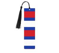 Marque-page en bois avec motif drapeau russe avec pompons, étiquettes artisanales naturelles pour livres, cadeau parfait pour les femmes et les hommes
