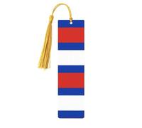 Marque-page en bois avec motif drapeau russe avec pompons, étiquettes artisanales naturelles pour livres, cadeau parfait pour les femmes et les hommes