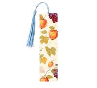 Marque-page en bois avec motif écureuil et baies de raisin avec pompon pour femme et homme - Marque-page de lecture - Cadeau pour les amateurs de livres