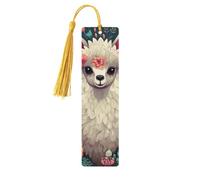 Marque-page en bois avec motif lama mignon pour hommes, femmes, enseignants, cadeau vintage fait à la main, marque-pages pour lecture, marque-pages à suspendre, étiquettes cadeaux, ornements en bois