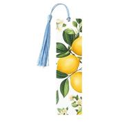 Marque-page en bois avec pampille et fleurs de citron pour homme et femme - Cadeau pour les amateurs de livres