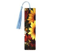 Marque-page en bois avec pampille et marguerite tournesol pour homme et femme - Cadeau pour les amateurs de livres