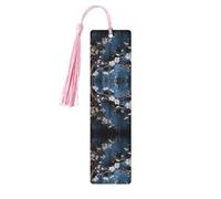 Marque-page en bois avec pampilles en forme de porte de grange bleu sarcelle, étiquettes artisanales naturelles pour livres, cadeau parfait pour homme et femme