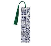 Marque-page en bois avec pampilles - Motif tribal polynésien maori bleu - Cadeau idéal pour homme et femme