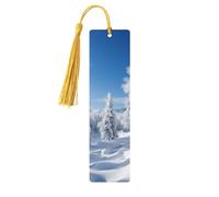 Marque-page en bois avec pendentif en forme d'arbres d'hiver recouverts de neige - Fait à la main - Marqueur de livre pour les amateurs de livres - Décoration idéale pour un cadeau d'anniversaire