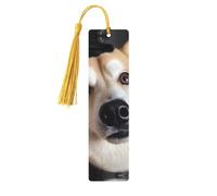 Marque-page en bois avec pendentif en forme de chien animal avec pompon unique fait à la main - Marqueur de livre pour les amateurs de livres - Marqueurs de page - Idéal pour un cadeau d'anniversaire