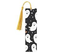 Marque-page en bois avec pendentif en forme de fantôme d'Halloween - Marque-page unique fait à la main - Marqueur de livre pour les amateurs de livres - Marqueurs de page - Idéal pour un cadeau