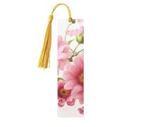 Marque-page en bois avec pendentif en forme de fleurs roses - Marque-page unique fait à la main - Marqueur de livre pour les amateurs de livres - Décoration idéale pour un cadeau d'anniversaire