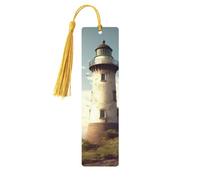 Marque-page en bois avec pendentif en forme de phare ancien - Marque-page unique fait à la main - Marqueur de livre pour les amateurs de livres - Décoration idéale pour un cadeau d'anniversaire
