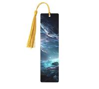 Marque-page en bois avec pendentif en forme d'univers graphique 3D - Fait à la main - Marqueur de livre pour les amateurs de livres - Idéal pour un cadeau d'anniversaire