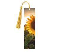 Marque-page en bois avec pendentif tournesol avec pompon unique fait à la main - Marqueur de livre pour les amateurs de livres - Décoration idéale pour un cadeau d'anniversaire
