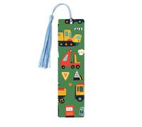 Marque-page en bois avec pompon en forme de camion de dessin animé pour homme et femme, marque-page de lecture, cadeaux pour les amateurs de livres