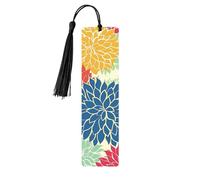 Marque-page en bois avec pompon en forme de chrysanthème coloré pour homme et femme - Cadeau pour les amateurs de livres