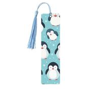Marque-page en bois avec pompon en forme de pingouins mignons - Marque-page pour femme et homme - Marque-page de lecture - Cadeau pour les amateurs de livres