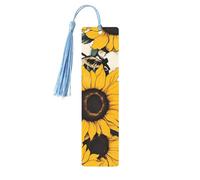 Marque-page en bois avec pompon en forme de vache et tournesol pour homme et femme, marque-page de lecture, cadeau pour les amateurs de livres