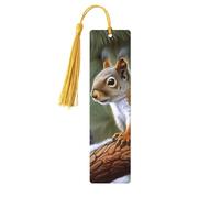 Marque-page en bois avec pompon en forme d'écureuil pour les amateurs de livres - Marque-page en bois fait à la main - Étiquettes cadeaux en bois pour décorations artisanales
