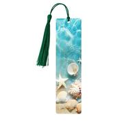 Marque-page en bois avec pompon en forme d'étoile de mer de plage hawaïenne pour homme et femme - Cadeau pour les amateurs de livres