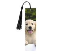 Marque-page en bois avec pompon, marque-page en forme de chiots Golden Retriever, marque-page pour les amateurs de livres, cadeaux de lecture, cadeaux pour femmes et hommes, marque-page en bois fait à