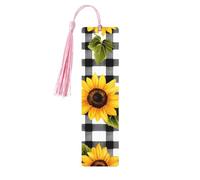 Marque-page en bois avec pompon pour homme et femme - Marque-page en forme de tournesol - Cadeau pour les amateurs de livres
