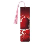 Marque-page en bois avec pompons en bois à suspendre pour la Saint-Valentin, marque-pages faits à la main, ornements vintage en bois, marque-pages fantaisie, marque-page de lecture pour homme et femme