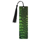 Marque-page en bois avec pompons, étiquette suspendue en bois, marque-pages artisanaux en peau d'alligator