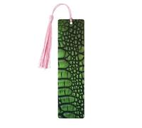 Marque-page en bois avec pompons, étiquette suspendue en bois, marque-pages artisanaux en peau d'alligator