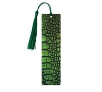 Marque-page en bois avec pompons, étiquette suspendue en bois, marque-pages artisanaux en peau d'alligator